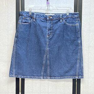 Vintage Faded Glory High Rise A Line Gored Denim Jeans Mini Skirt Medium Wash 16